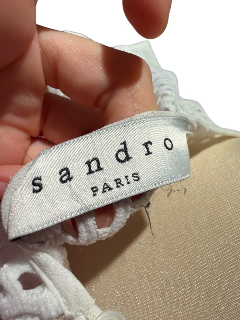 SANDRO PARIS white mesh tank top blouse - size 1 (small) - Picture 5 of 8